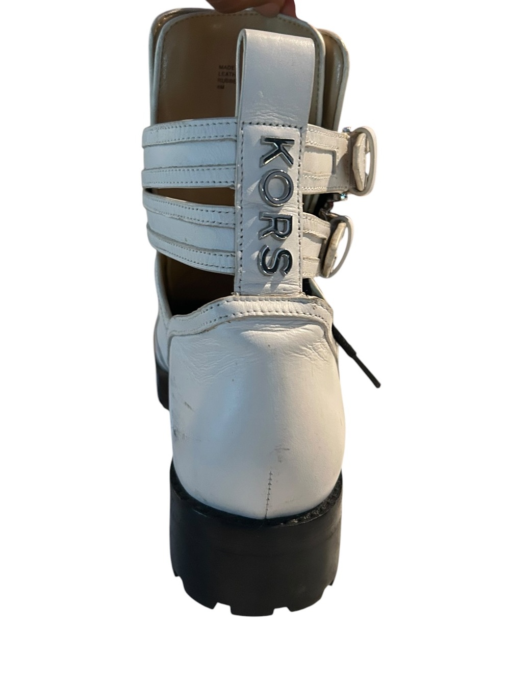 MICHAEL Michael Kors Benson Moto Boots with Buckle Straps/Lug Sole and Cutouts - Picture 11 of 16